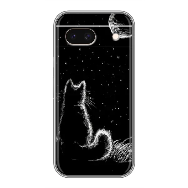 Чехол с принтом «Котик и луна» для Google Pixel 8A