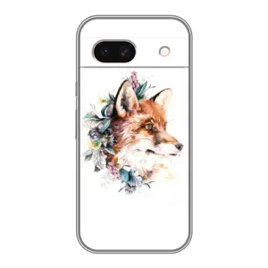 Чехлы с картинкой Лисички для Google Pixel 8A (VPrint) (Лисичка в цветочках)