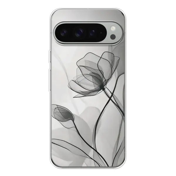 Чехол с принтом «Черные цветы» для Google Pixel 9 Pro XL