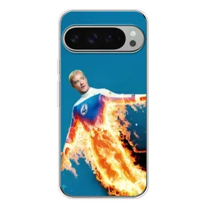 Чехол с принтом Фантастическая четверка для Google Pixel 9 Pro XL (Человек-факел в огне)