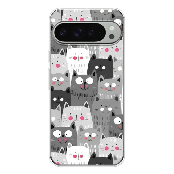 Чехол с принтом «Рисованные котики» для Google Pixel 9 Pro XL Чехол с принтом «Рисованные котики» для Google Pixel 9 Pro XL