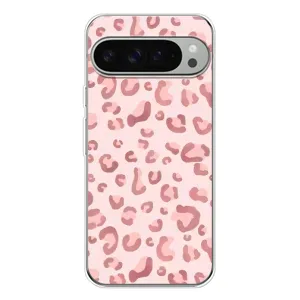 Чехол с розовым рисунком для Google Pixel 9 Pro XL (Розовый леопард)