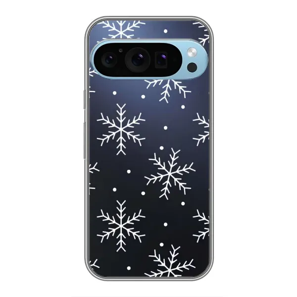 Чехол с принтом «Белые снежинки» для Google Pixel 9 Pro Чехол с принтом «Белые снежинки» для Google Pixel 9 Pro