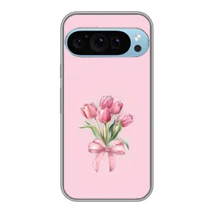 Чехол с розовым рисунком для Google Pixel 9 Pro (Букет цветов)