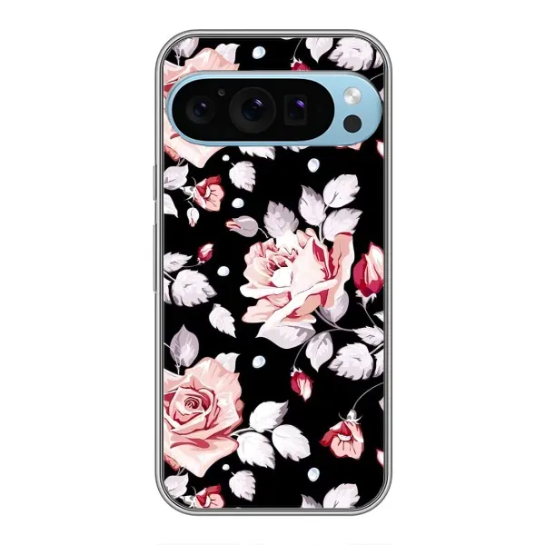 Чохол з принтом «Квіти на чорному» для Google Pixel 9 Pro Чохол з принтом «Квіти на чорному» для Google Pixel 9 Pro