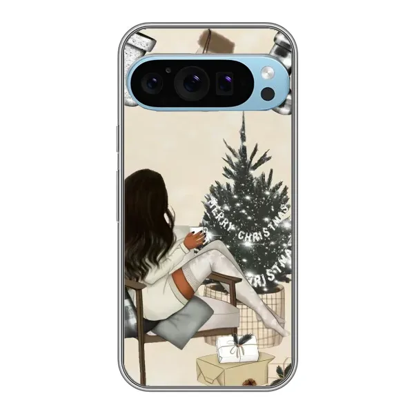 Чехол с принтом «Девушка с елкой» для Google Pixel 9 Pro Чехол с принтом «Девушка с елкой» для Google Pixel 9 Pro