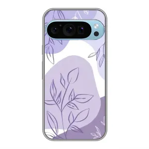 Силиконовый чехол с принтом в цветах на Google Pixel 9 Pro (Фиолетовые листья абстракция)