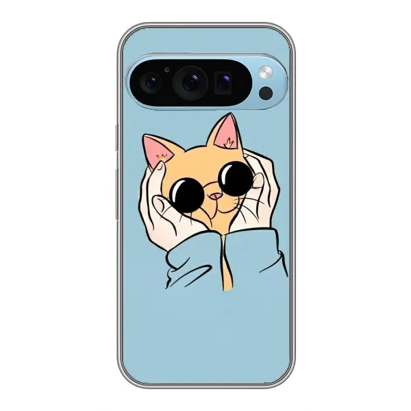 Чохол з принтом «Котик в окулярах» для Google Pixel 9 Pro Чохол з принтом «Котик в окулярах» для Google Pixel 9 Pro