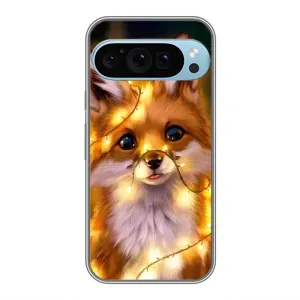 Чехлы с картинкой Лисички для Google Pixel 9 Pro (VPrint) (Лисичка в гирляндах)