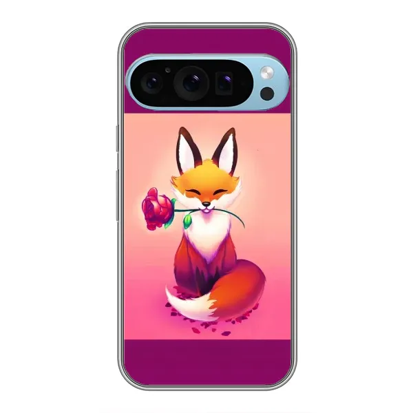 Чехол с принтом «Лисичка с розочкой» для Google Pixel 9 Pro Чехол с принтом «Лисичка с розочкой» для Google Pixel 9 Pro