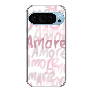 Чехол с розовым рисунком для Google Pixel 9 Pro (Аморе любовь)