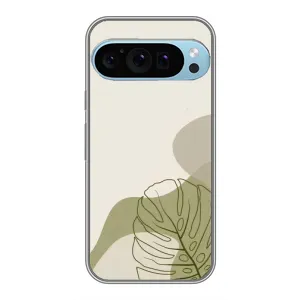 Силиконовый чехол с принтом в цветах на Google Pixel 9 Pro (Зеленая монстера дизайн)