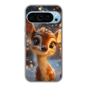 Яскравий чохол для Google Pixel 9 Pro з Зимові Оленята (Оленятко серед гірлянд)