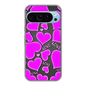 Чехлы для любимой на Гугл Пиксель 9 Про (VPrint) (Pink hearts)