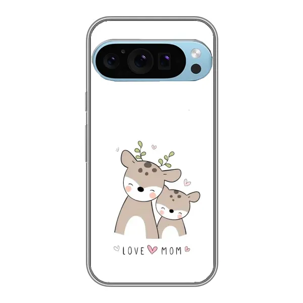 Чохол з принтом «Оленята мама і малюк» для Google Pixel 9 Pro