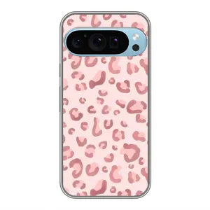 Чехол с розовым рисунком для Google Pixel 9 Pro (Розовый леопард)