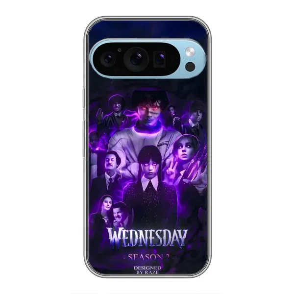 Чехол с принтом «Фиолетовая магия Уэнздей» для Google Pixel 9 Pro