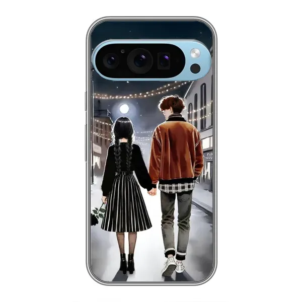 Чехол с принтом «Уэнздей и Тайлер» для Google Pixel 9 Pro