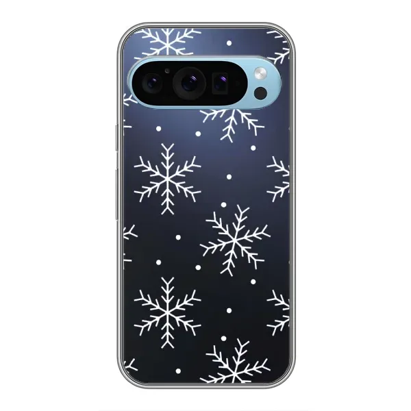 Чехол с принтом «Белые снежинки» для Google Pixel 9 Чехол с принтом «Белые снежинки» для Google Pixel 9