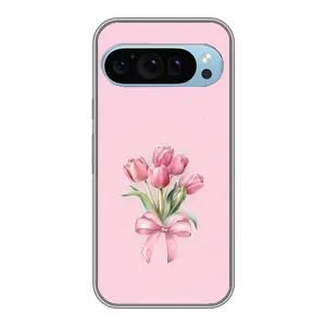 Чехол с розовым рисунком для Google Pixel 9 (Букет цветов)