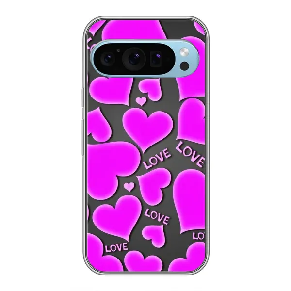 Чохол з принтом «Pink hearts» для Google Pixel 9