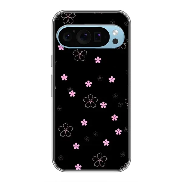 Чехол с принтом «Розовые цветы на черном» для Google Pixel 9 Чехол с принтом «Розовые цветы на черном» для Google Pixel 9