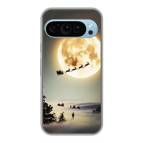 Чохол з принтом «Санта на місяці» для Google Pixel 9