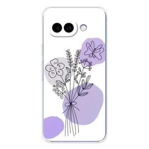 Силиконовый чехол с принтом в цветах на Google Pixel 9A (Букет фиолетовая абстракция)