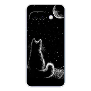 Чохол з принтом для Google Pixel 9A (AlphaPrint) Модні коти (Котик і місяць)