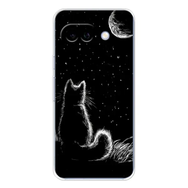 Чохол з принтом «Котик і місяць» для Google Pixel 9A