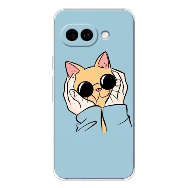 Чохол з принтом «Котик в окулярах» для Google Pixel 9A