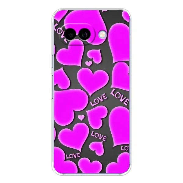 Чохол з принтом «Pink hearts» для Google Pixel 9A