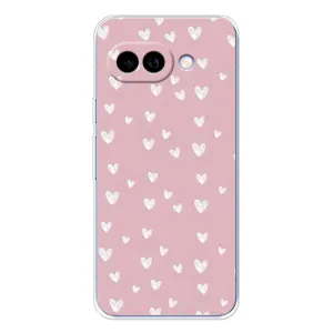 Чехол с розовым рисунком для Google Pixel 9A (Сердечки на розовом)