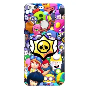 Чехол для Google Pixel XL Бравл Старс (VPrint) (Лого Brawl Stars)