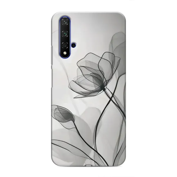 Чехол с принтом «Черные цветы» для Huawei Honor 20