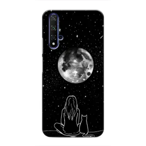 Чехол с рисунком кот на Huawei Honor 20 (Девушка с котом)