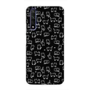 Чехол с принтом для Huawei Honor 20 (AlphaPrint) Модные коты (Меленькие котики)