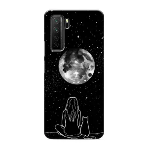 Чехол с принтом «Девушка с котом» для Honor 30s