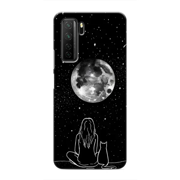 Чехол с принтом «Девушка с котом» для Honor 30s