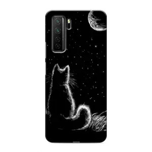 Чохол з принтом для Honor 30s (AlphaPrint) Модні коти (Котик і місяць)