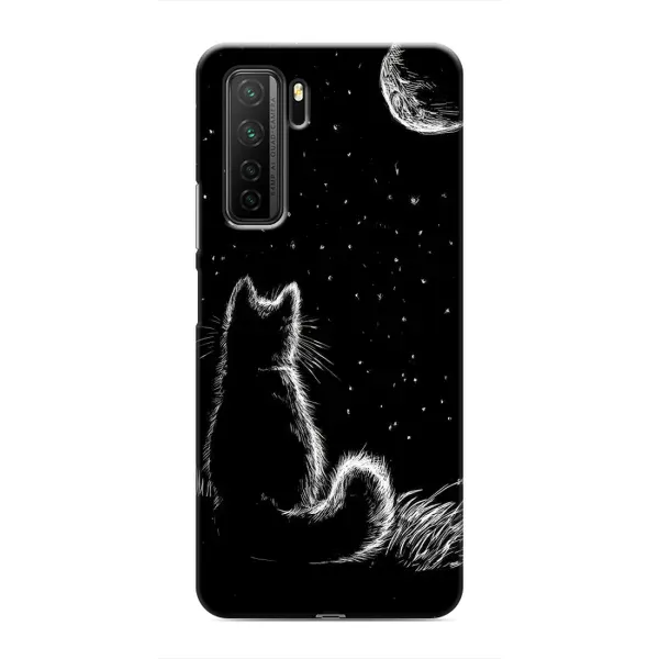 Чохол з принтом «Котик і місяць» для Honor 30s