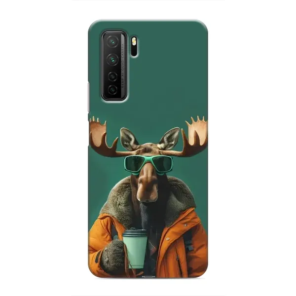 Чохол з принтом «Лось з кавою» для Honor 30s