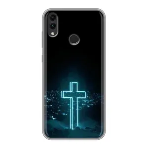 Чехол для Huawei Honor 8C (AlphaPrint) - (Христианские) (Крест и город)