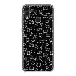 Чехол с принтом для Huawei Honor 8C (AlphaPrint) Модные коты (Меленькие котики)