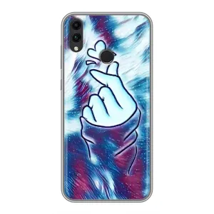 Чехол с принтом для Huawei Honor 8C (AlphaPrint - Знак сердечка) (Радужное сердце)