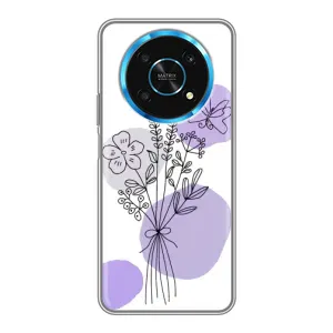 Силконовий чохол з принтом в квітах на Huawei Honor Magic 5 Lite 5G (Букет фіолетова абстракція)