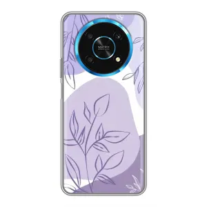 Силконовий чохол з принтом в квітах на Huawei Honor Magic 5 Lite 5G (Фіолетове листя абстракція)