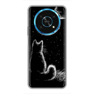 Чехол с принтом для Huawei Honor Magic 5 Lite 5G (AlphaPrint) Модные коты (Котик и луна)