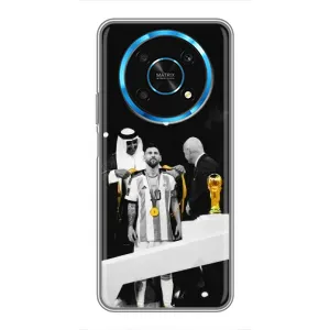Чехлы для Huawei Honor Magic 5 Lite 5G (Leo чемпион) (AlphaPrint) (Месси в накидке)