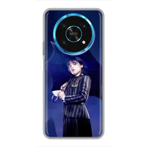Чехлы Венсдей на Huawei Honor Magic 5 Lite 5G Уэнсдей (AlphaPrint) (Уэнздей с зонтом)